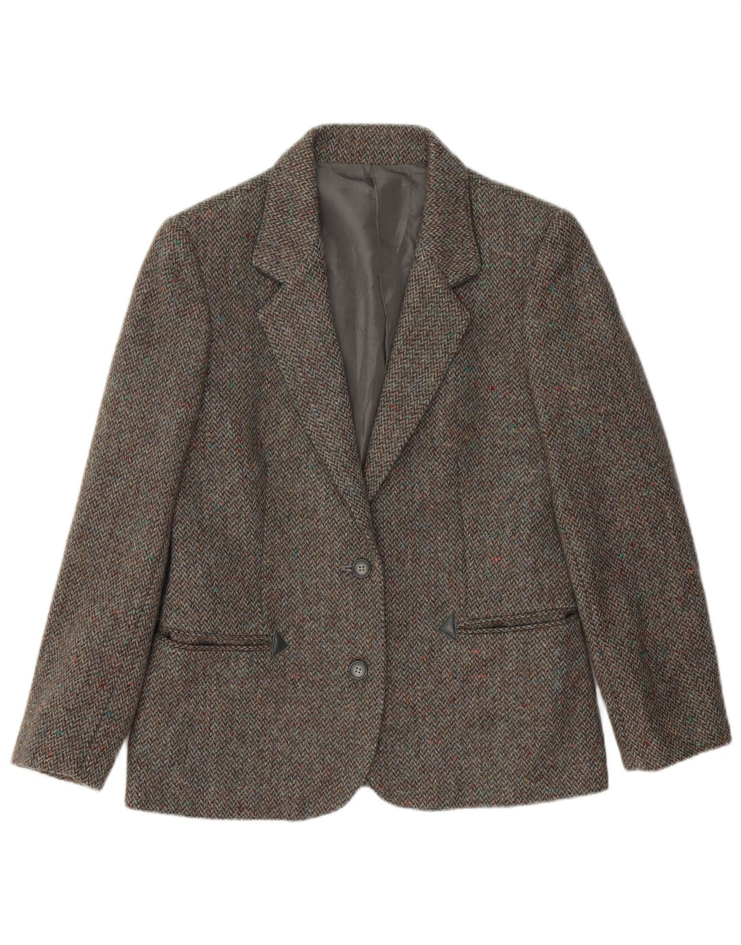LANIFICO CAMPORE Γυναικείο σακάκι 2 κουμπιών σακάκι IT 44 Μεσαίο καφέ Chevron