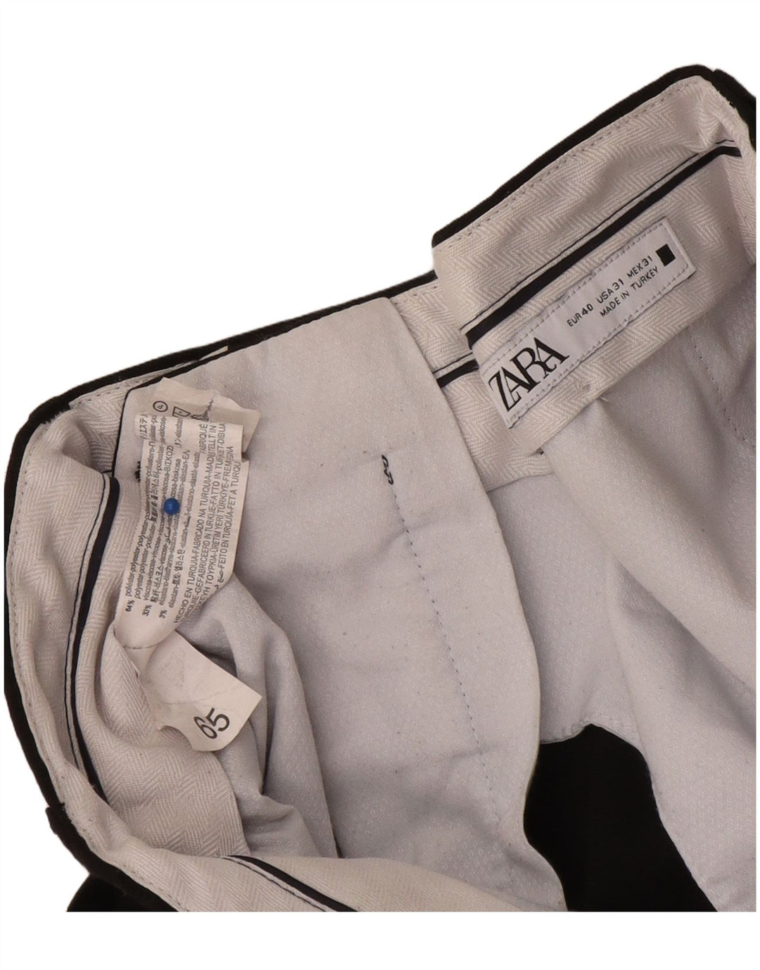 Zara Ανδρικό Slim Suit Παντελόνι EU 40 Medium W31 L27 Μαύρο Πολυεστέρας