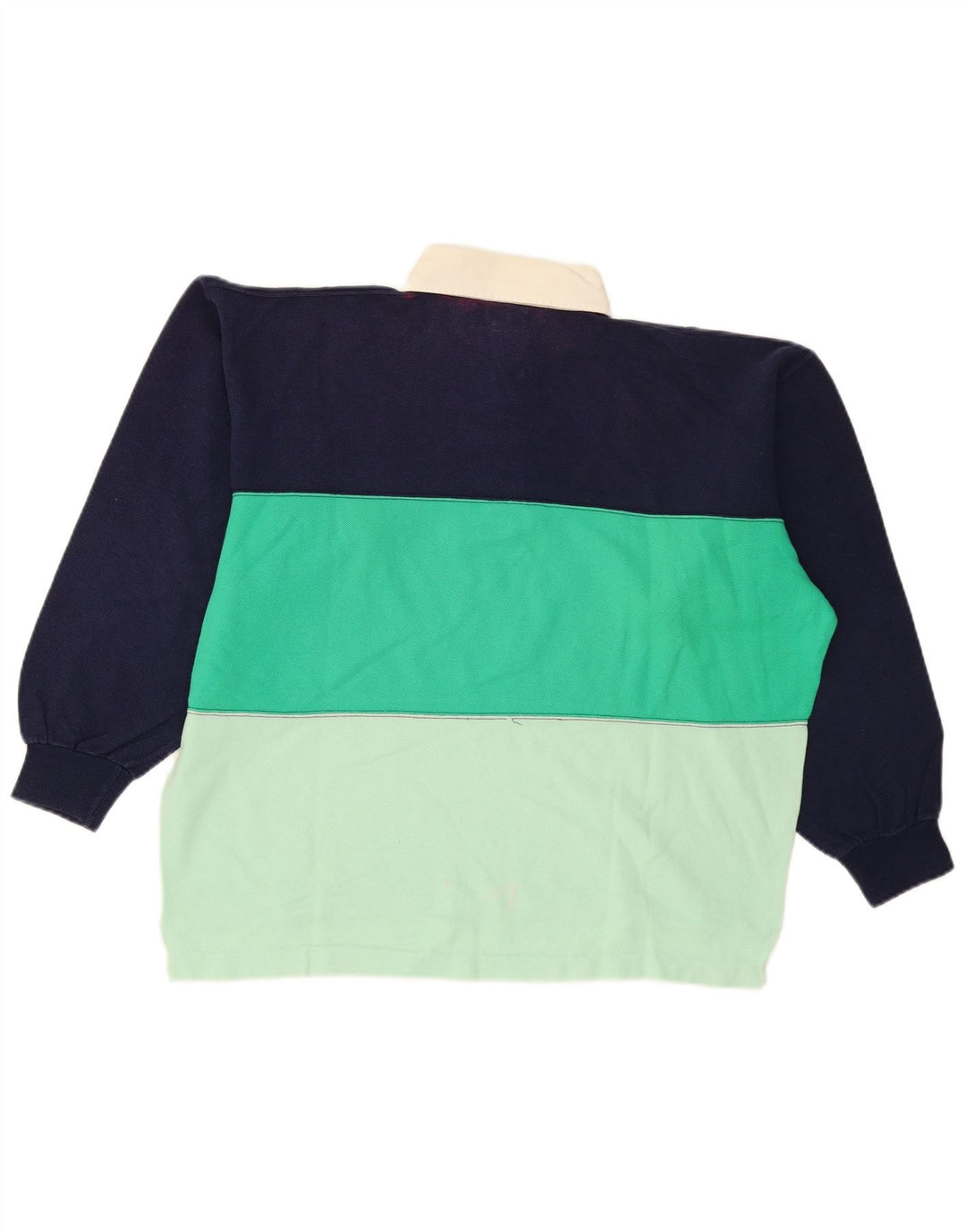 Vintage ανδρικό φούτερ πόλο με λαιμόκοψη Jumper Μεγάλο πολύχρωμο Colourblock