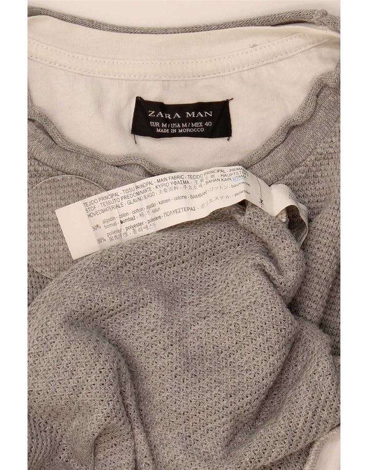 Ανδρικό T-Shirt Zara Τοπ μεσαίο γκρι βαμβακερό
