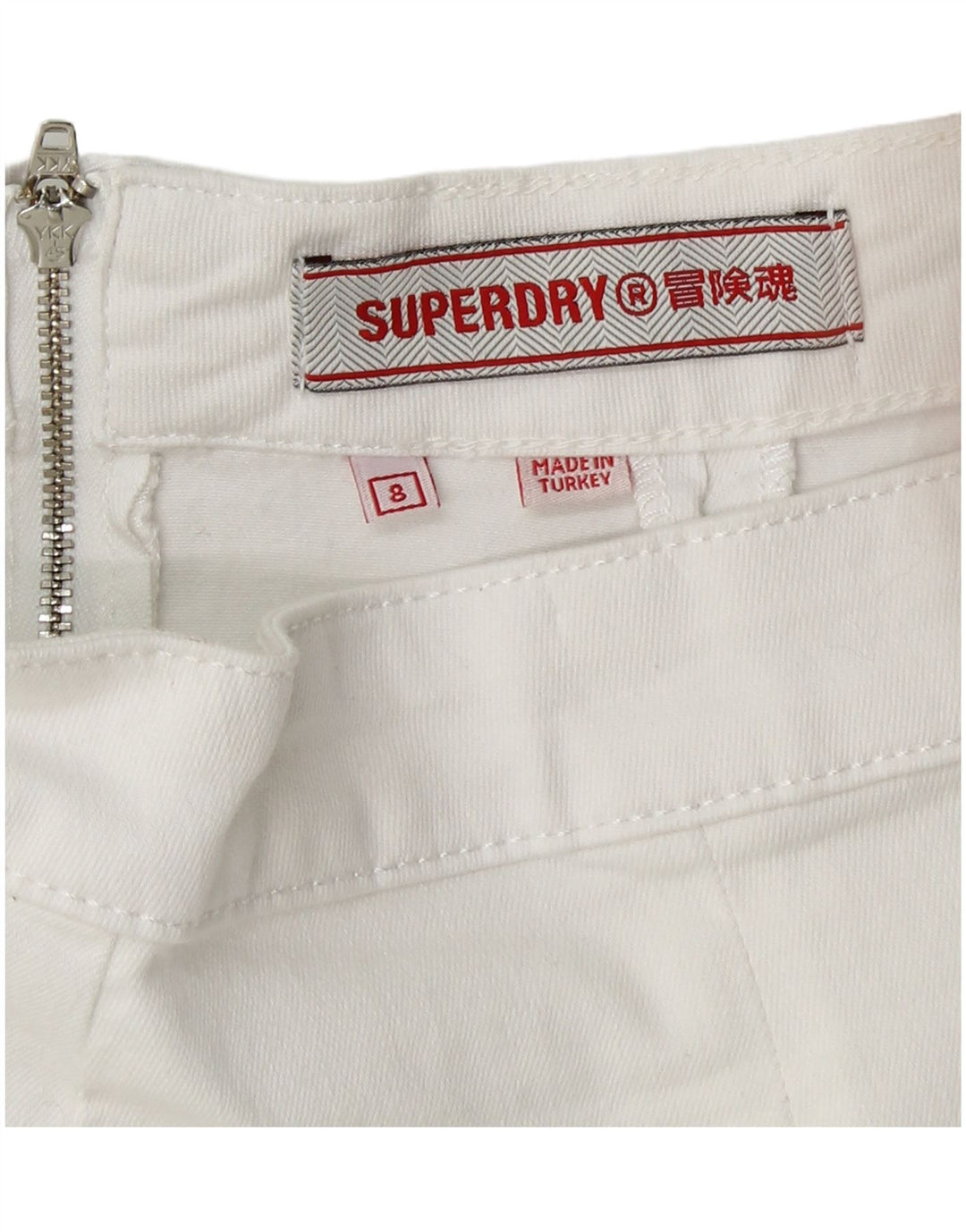 Γυναικεία Μίνι Φούστα SUPERDRY UK 8 Small W26 Λευκή Βαμβακερή