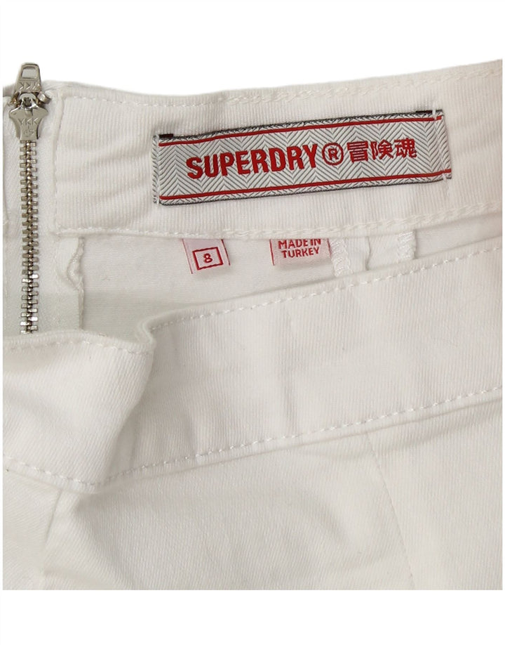 Γυναικεία Μίνι Φούστα SUPERDRY UK 8 Small W26 Λευκή Βαμβακερή