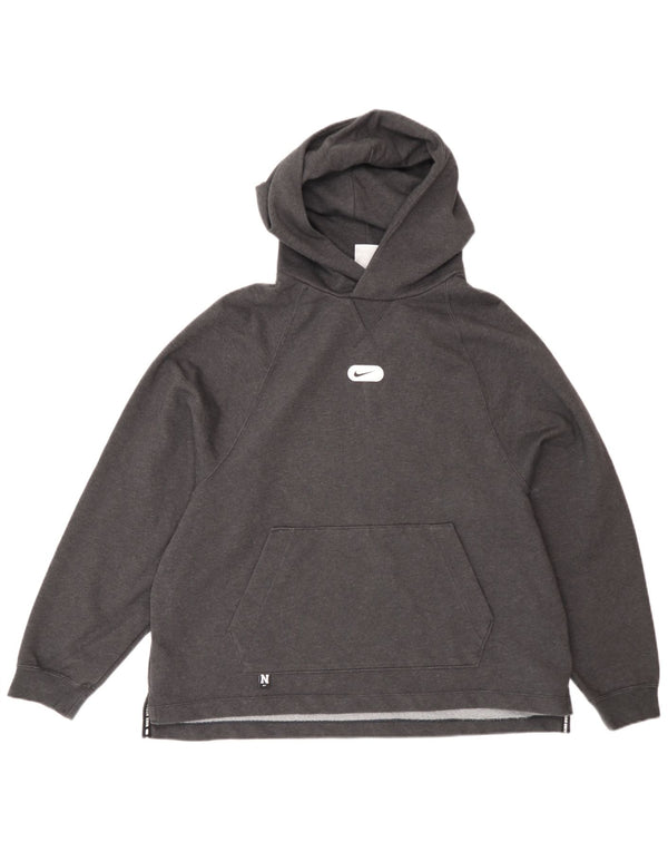 Nike Girls Dri Fit Hoodie Jumper 13-14 Years XL Grey Cotton
