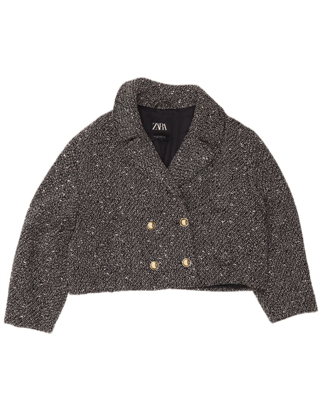 ZARA Γυναικείο σακάκι σακάκι σακάκι μεγάλου μεγέθους Crop UK 18 XL Black Flecked