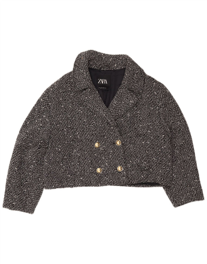 ZARA Γυναικείο σακάκι σακάκι σακάκι μεγάλου μεγέθους Crop UK 18 XL Black Flecked