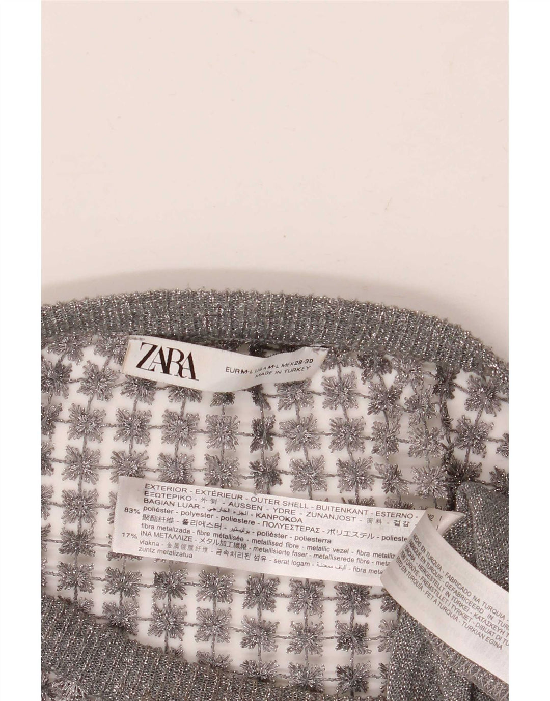 Zara Womens Crop See Through Μπλούζα Top UK 14 Medium Grey Floral