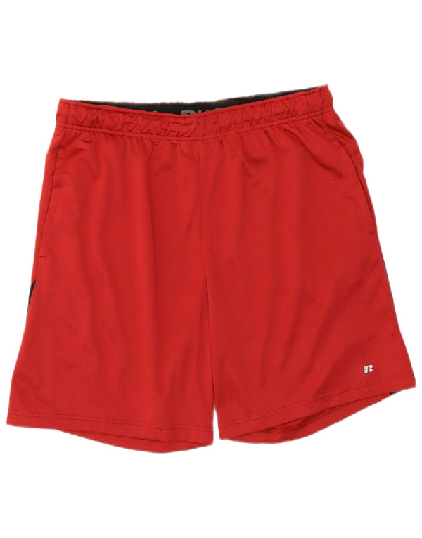 Russell Athletic Mens Dri-Power Sport Shorts Large Red Colourblock