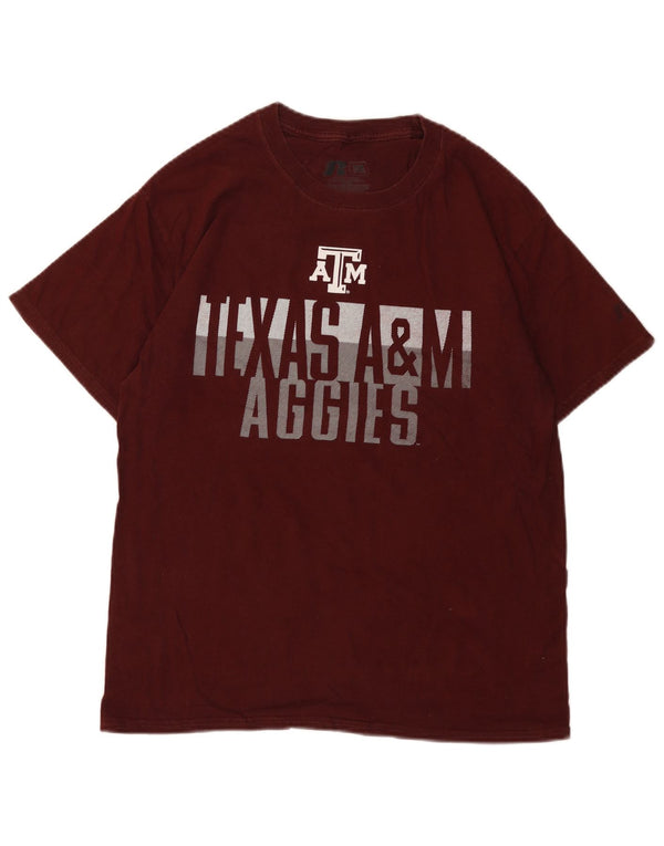 Ανδρικό γραφικό μπλουζάκι RUSSELL ATHLETIC Top UK 38/40 Medium Burgundy