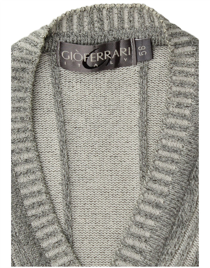 Ανδρικό πουλόβερ Gioferrari Cardigan IT 56 XL Γκρι ριγέ βαμβακερό