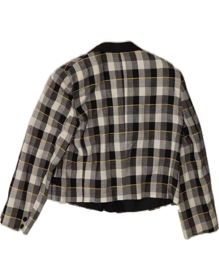 VINTAGE Womens 1 Button Blazer Jacket UK 16 Large Black Check Vintage Vintage and Second-Hand Vintage from Messina Hembry 