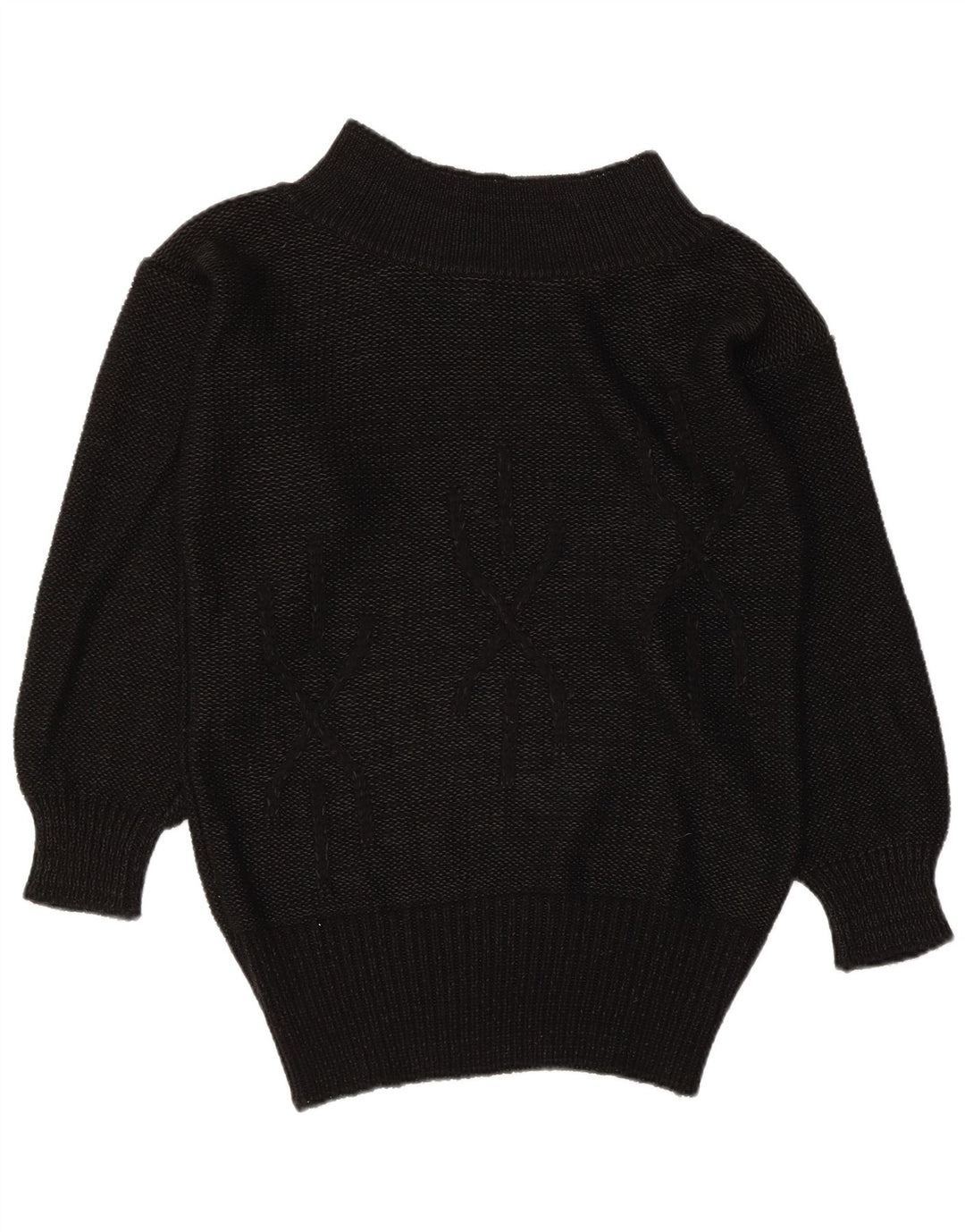 VINTAGE Womens Boat Neck Jumper Sweater EU 38 Medium Black Acrylic