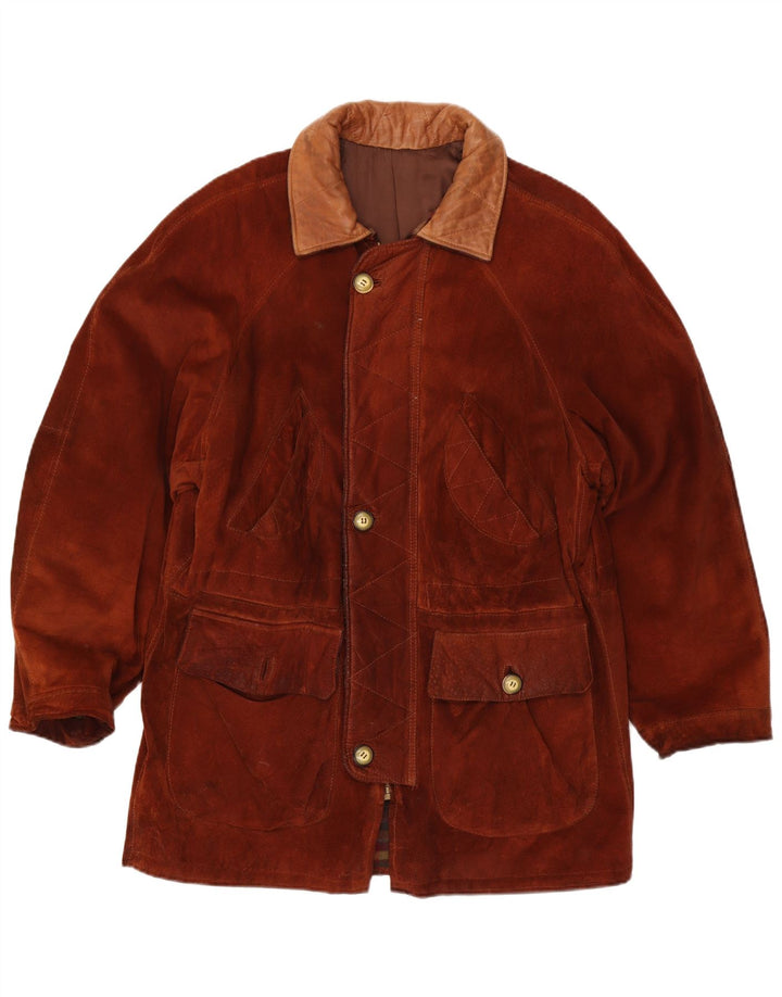 Vintage Ανδρικό Suede Jacket IT 54 2XL Καφέ Δερμάτινο