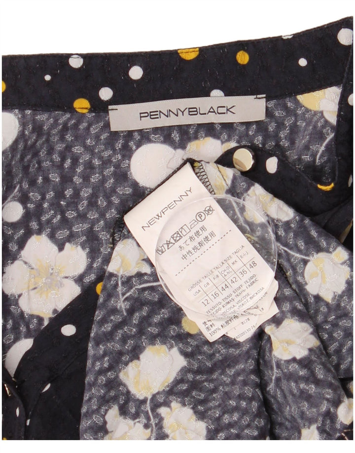 Penny Black Γυναικείο πουλόβερ πουκάμισο UK 16 Large Navy Blue Floral Viscose