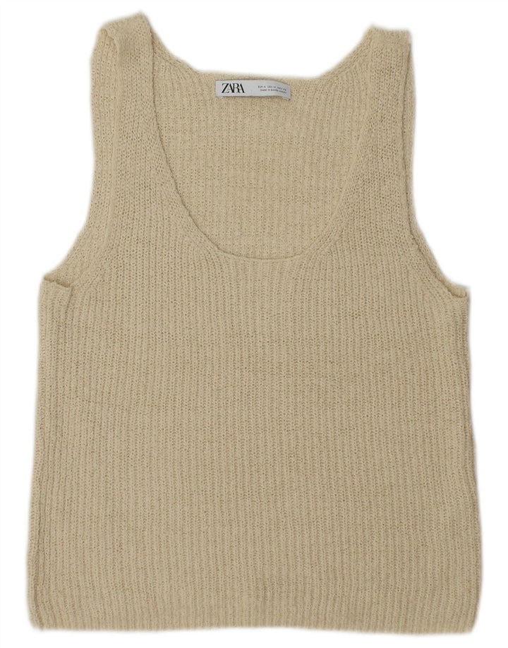 Zara Γυναικείο Γιλέκο Tank Top UK 12 Medium Beige Acrylic