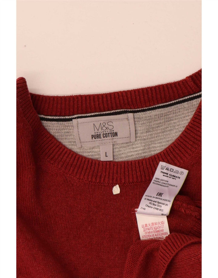 Ανδρικό πουλόβερ Marks & Spencer Boat Neck Jumper Μεγάλο κόκκινο βαμβακερό