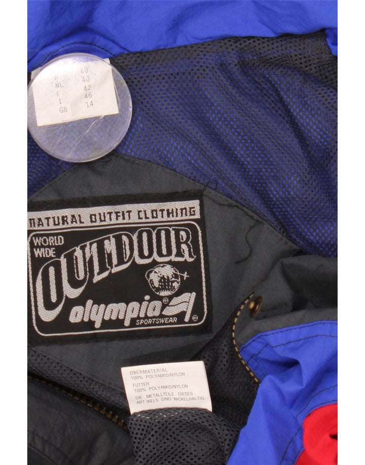 Γυναικείο Olympia Hooded Oversized Bomber Jacket UK 14 Large Blue Colourblock