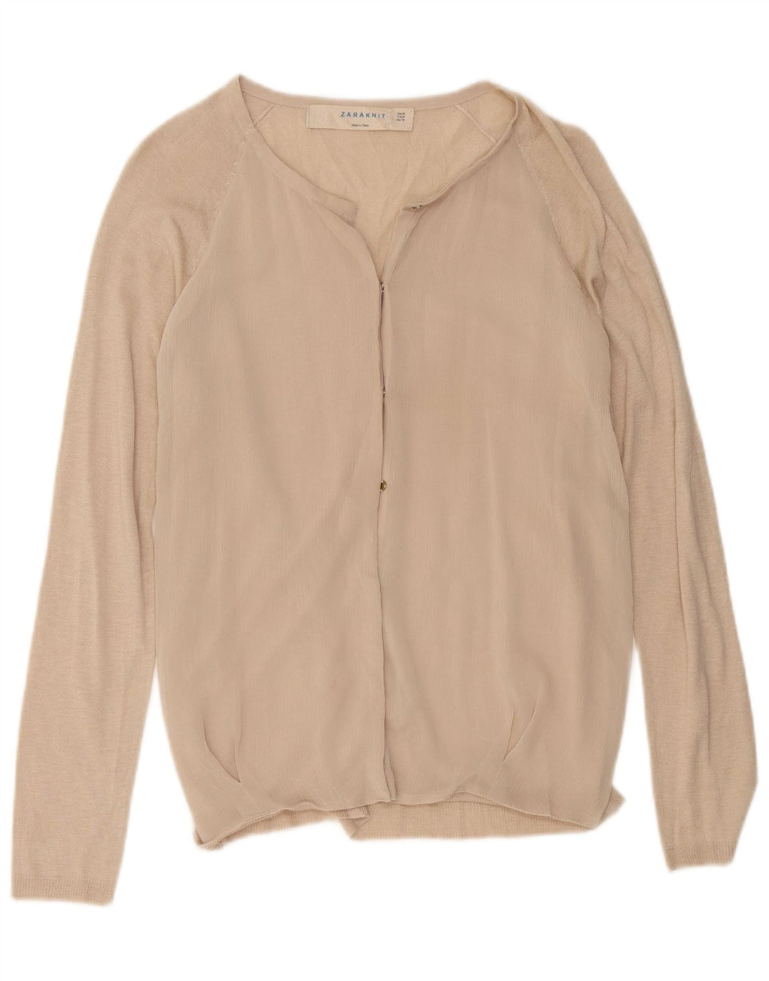 Zara Γυναικεία μακρυμάνικη ζακέτα UK 12 Medium Beige
