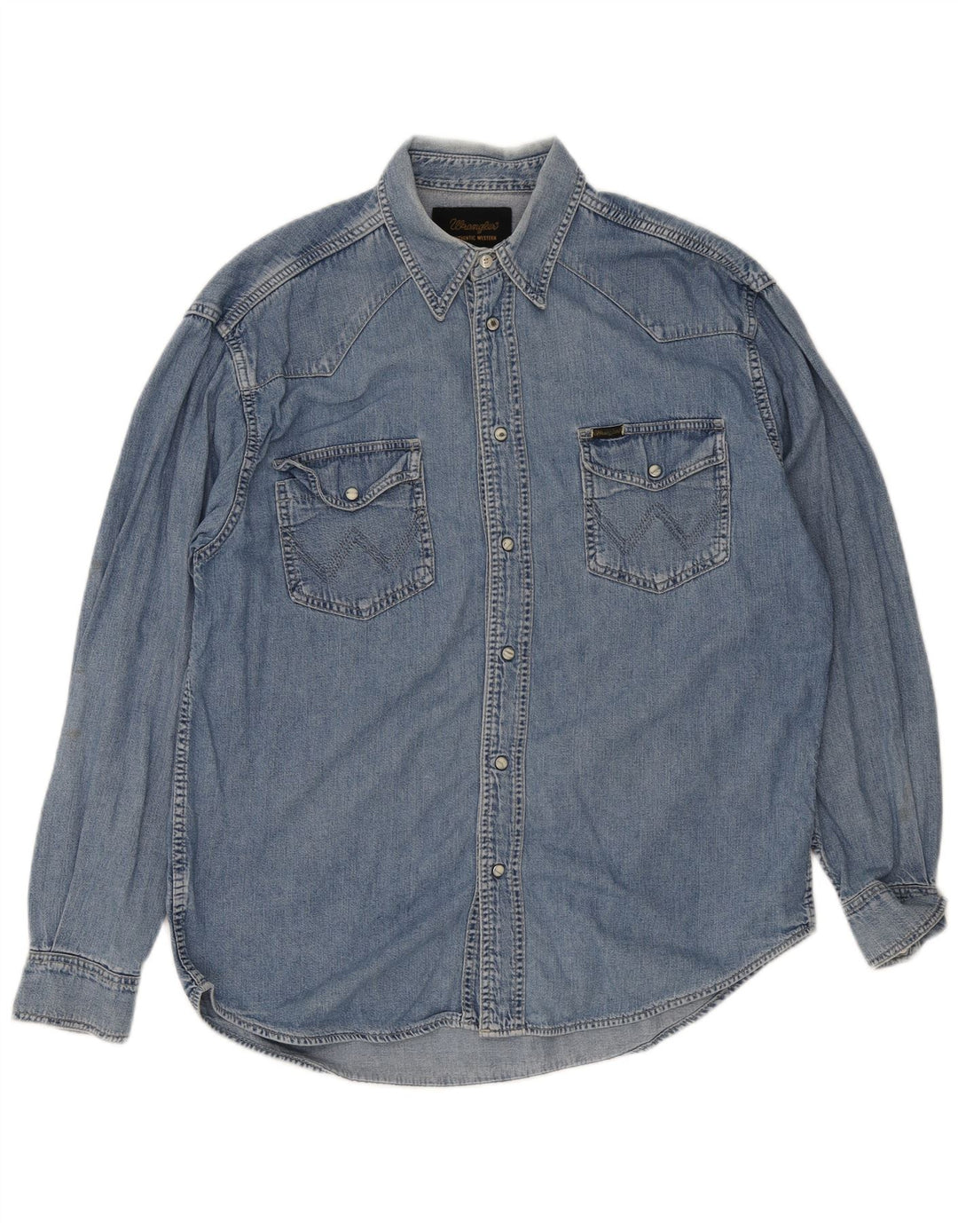 Ανδρικό τζιν πουκάμισο Wrangler, μεγάλο μπλε βαμβακερό