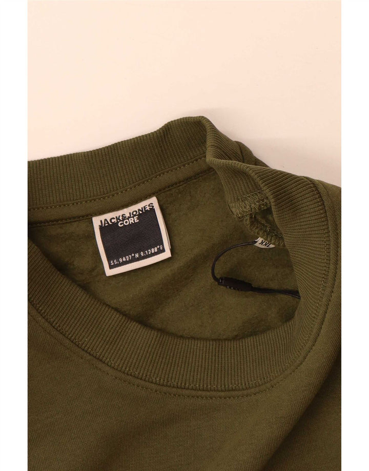 Jack & Jones Ανδρικό Γραφικό Φούτερ Jumper 2XL Χακί Βαμβακερό