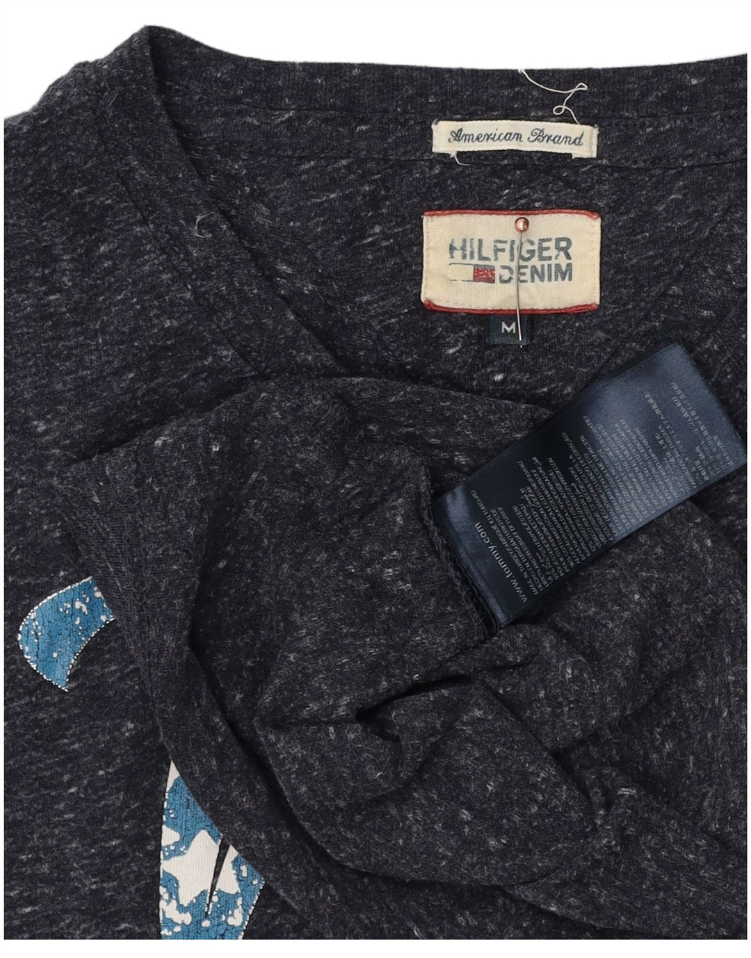 Ανδρικό γραφικό μπλουζάκι Tommy Hilfiger Top μεσαίο μπλε ναυτικό πολυεστέρας