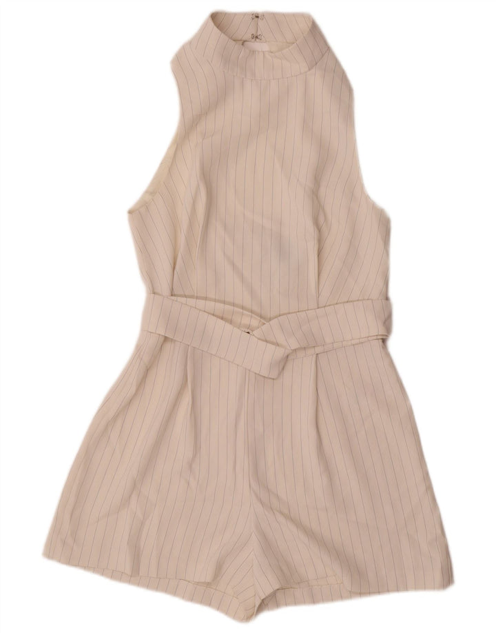 TOPSHOP Γυναικείο Αμάνικο Playsuit UK 8 Small White Pinstripe Polyester