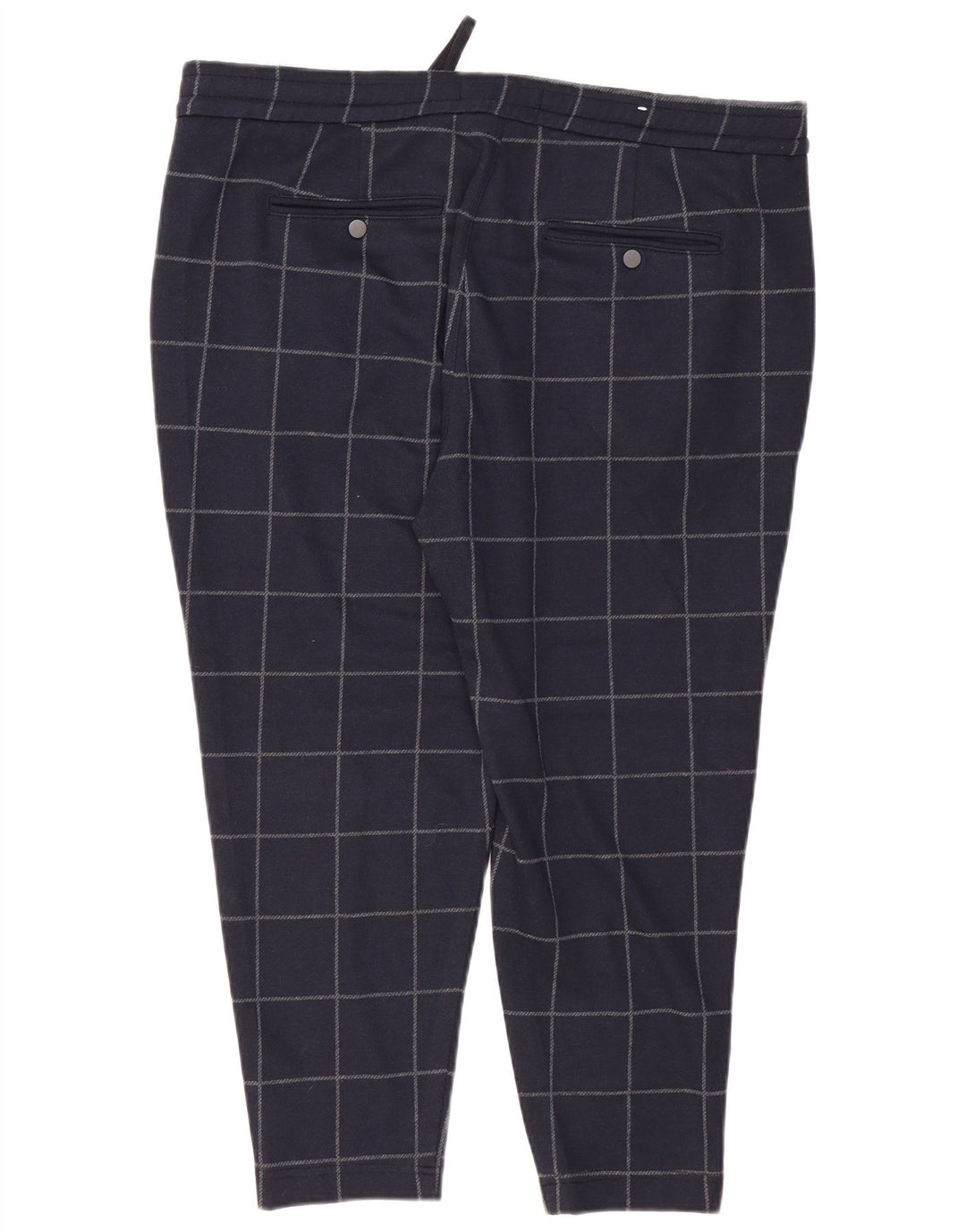 Zara γυναικείο κωνικό κομμένο παντελόνι XL W38 L24 Navy Blue Check Polyester