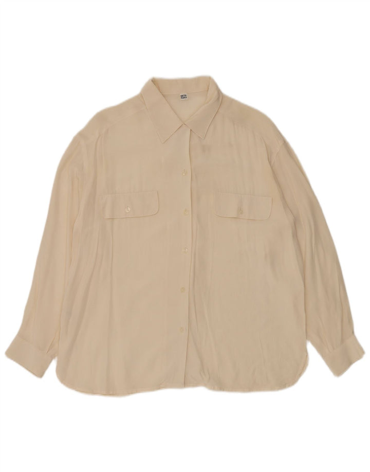 VINTAGE Γυναικείο πουκάμισο UK 12 Medium Off White