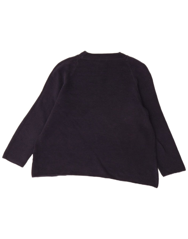 Cos Γυναικείο πουλόβερ με λαιμόκοψη UK 14 Large Navy Blue από βαμβάκι