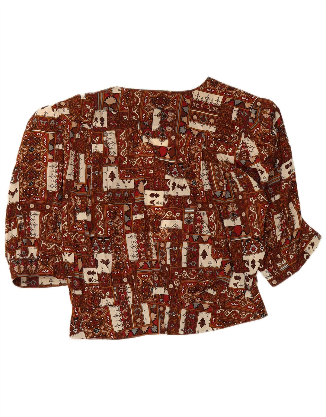 VINTAGE Γυναικείο πουκάμισο Loose Fit Μπλούζα IT 44 Μεσαίο Καφέ Patchwork