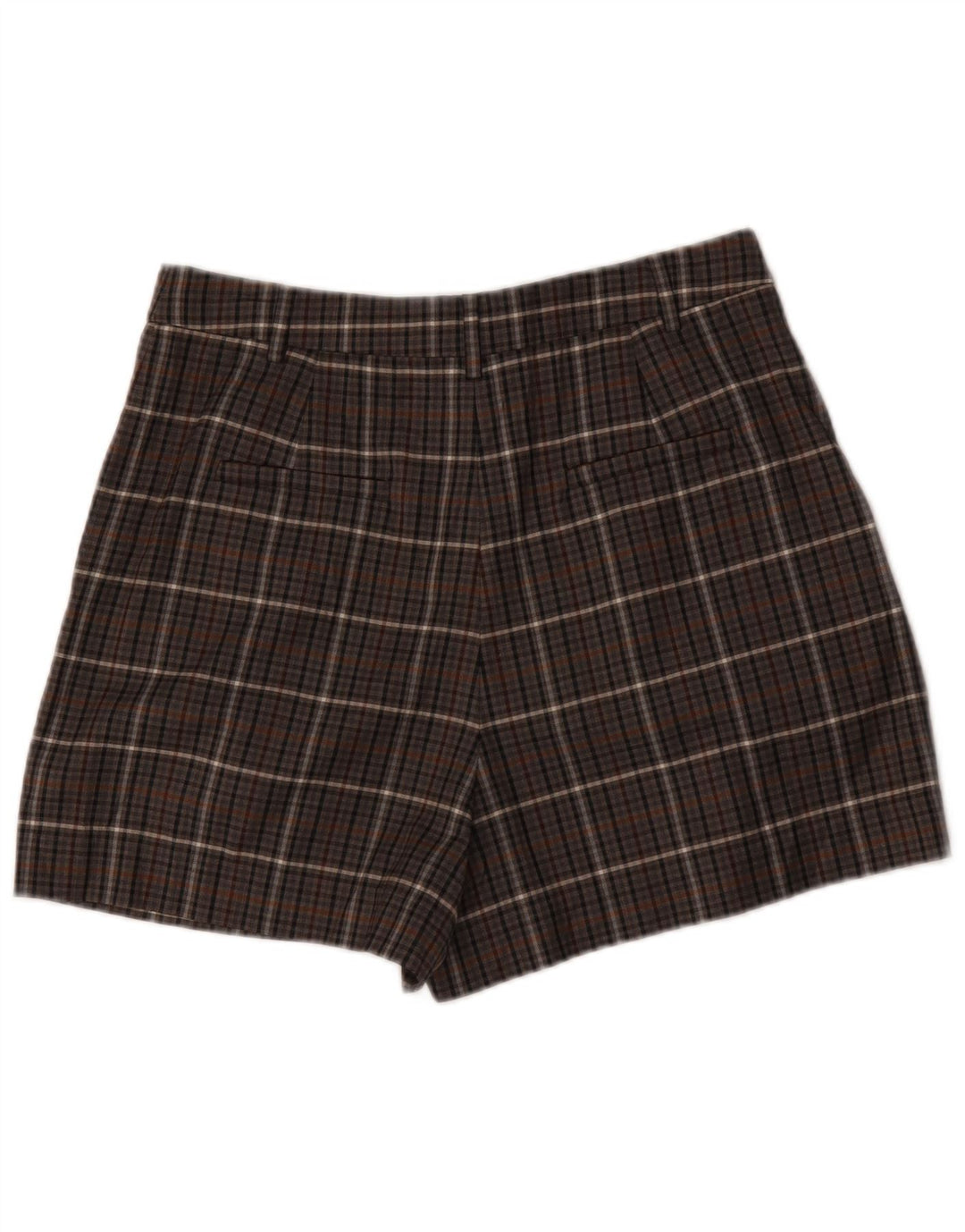 Tibi γυναικείο ψηλόμεσο σορτς chino W32 μεσαίο καφέ καρό πολυεστέρα