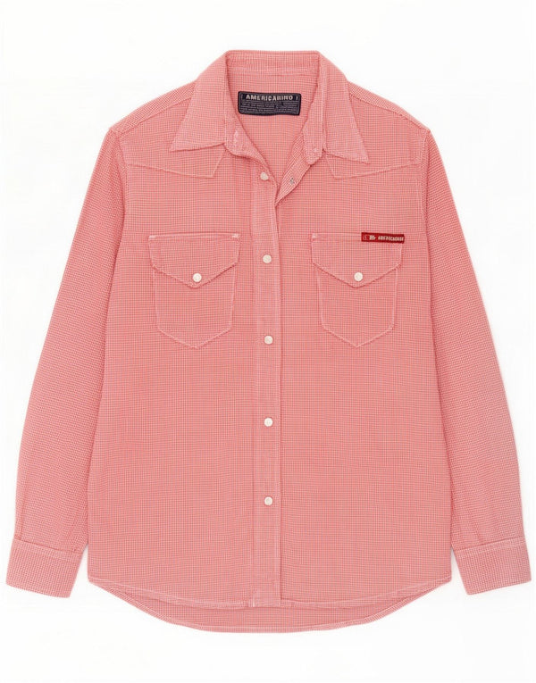 Americanino γυναικείο φανελένιο πουκάμισο UK 14 Medium Red Gingham Cotton