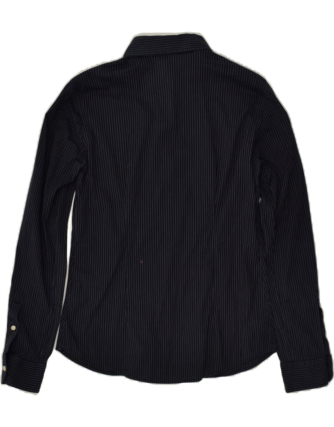 BROOKSFIELD Womens Shirt IT 42 Medium Navy Blue Pinstripe Cotton | Vintage Brooksfield | Thrift | Second-Hand Brooksfield | Used Clothing | Messina Hembry 