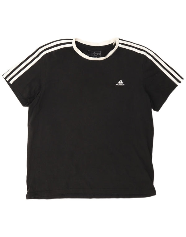 Adidas Γυναικείο T-Shirt Top UK 16/18 μεγάλο μαύρο βαμβακερό