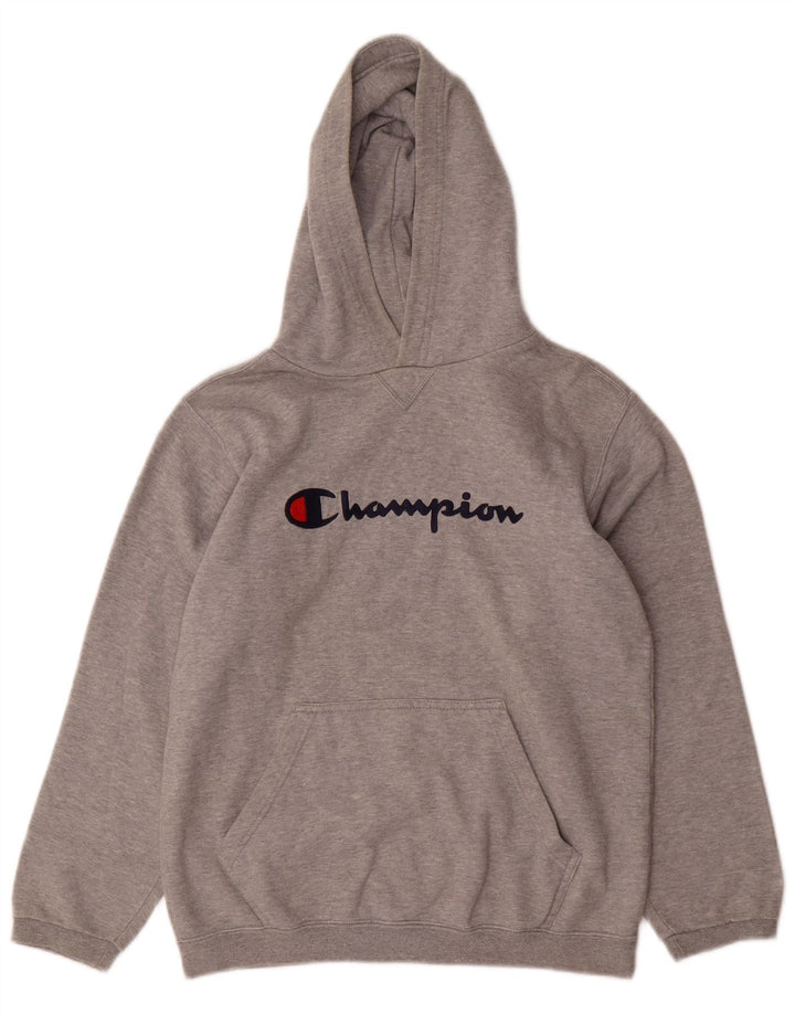 CHAMPION Boys Graphic Hoodie Jumper 11-12 ετών Γκρι βαμβακερό