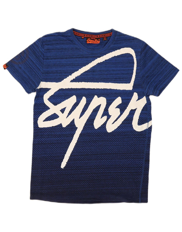 Ανδρικό T-Shirt κανονικό γραφικό Superdry, Βαμβακερό μεσαίο μπλε ριγέ