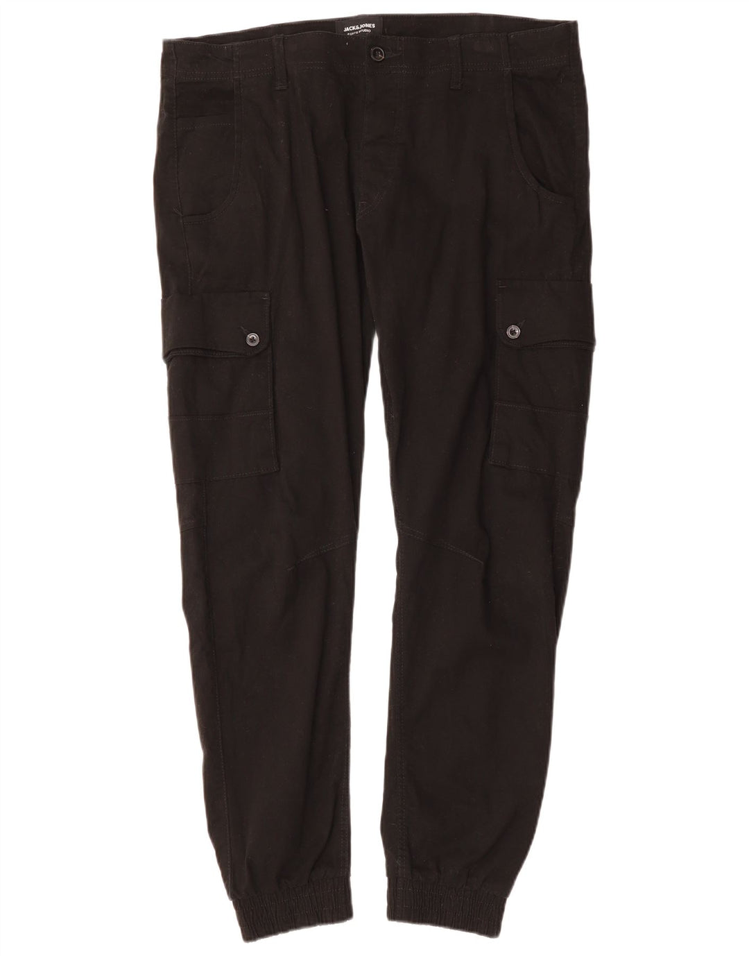 JACK & JONES Ανδρικό κωνικό Joggers Cargo Παντελόνι W36 L29 Μαύρο βαμβακερό