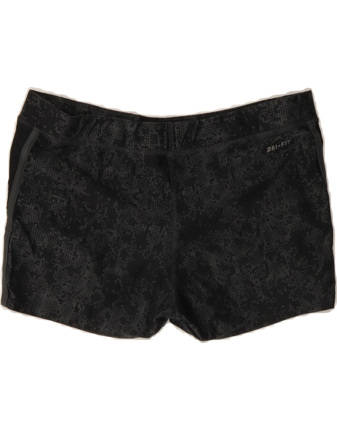 NIKE Womens Dri Fit Sport Shorts UK 14 Medium  Black Spotted Vintage Nike and Second-Hand Nike from Messina Hembry 