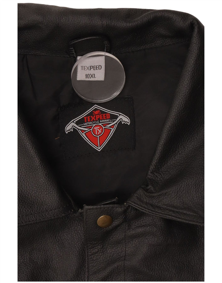 Texpeed Ανδρική Μοτοσικλέτα Δερμάτινο Gilet 10XL Μαύρο