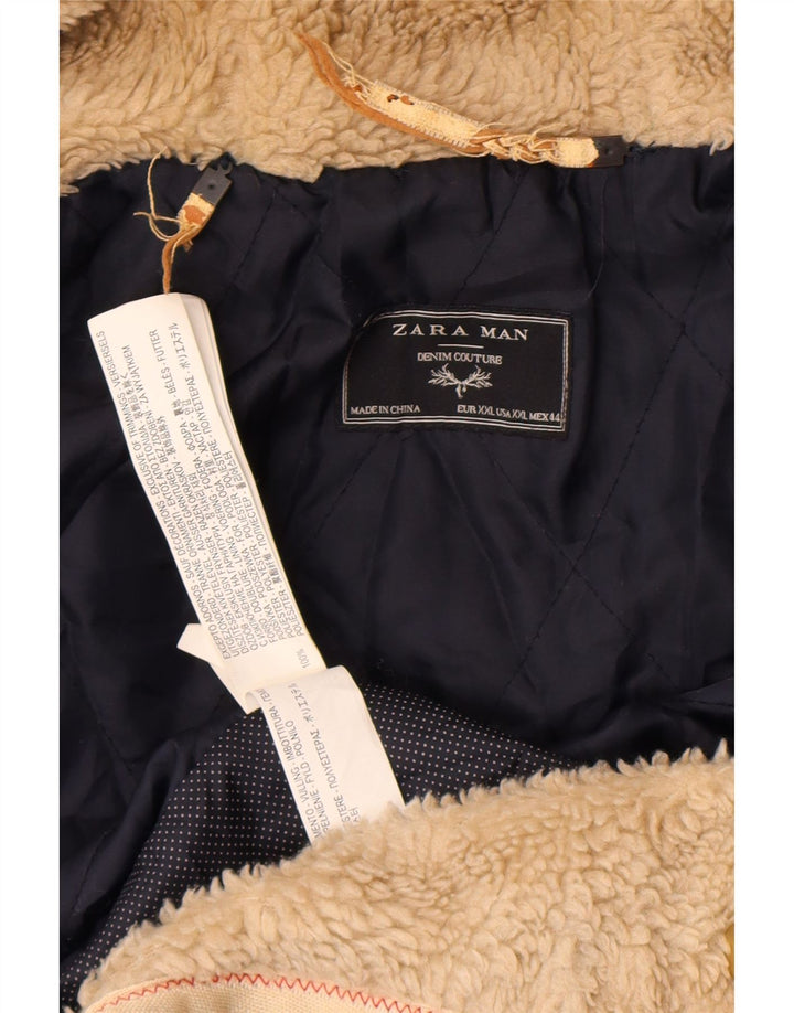 Zara Ανδρικό μπουφάν με κουκούλα Bomber UK 44 2XL Khaki Polyester