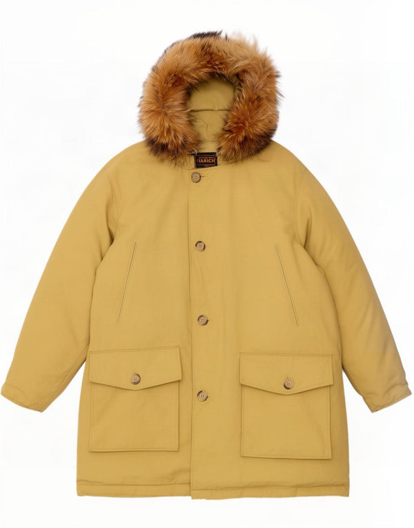 Woolrich Ανδρικό παλτό με κουκούλα με επένδυση UK 38 Βαμβακερό μεσαίο μπεζ