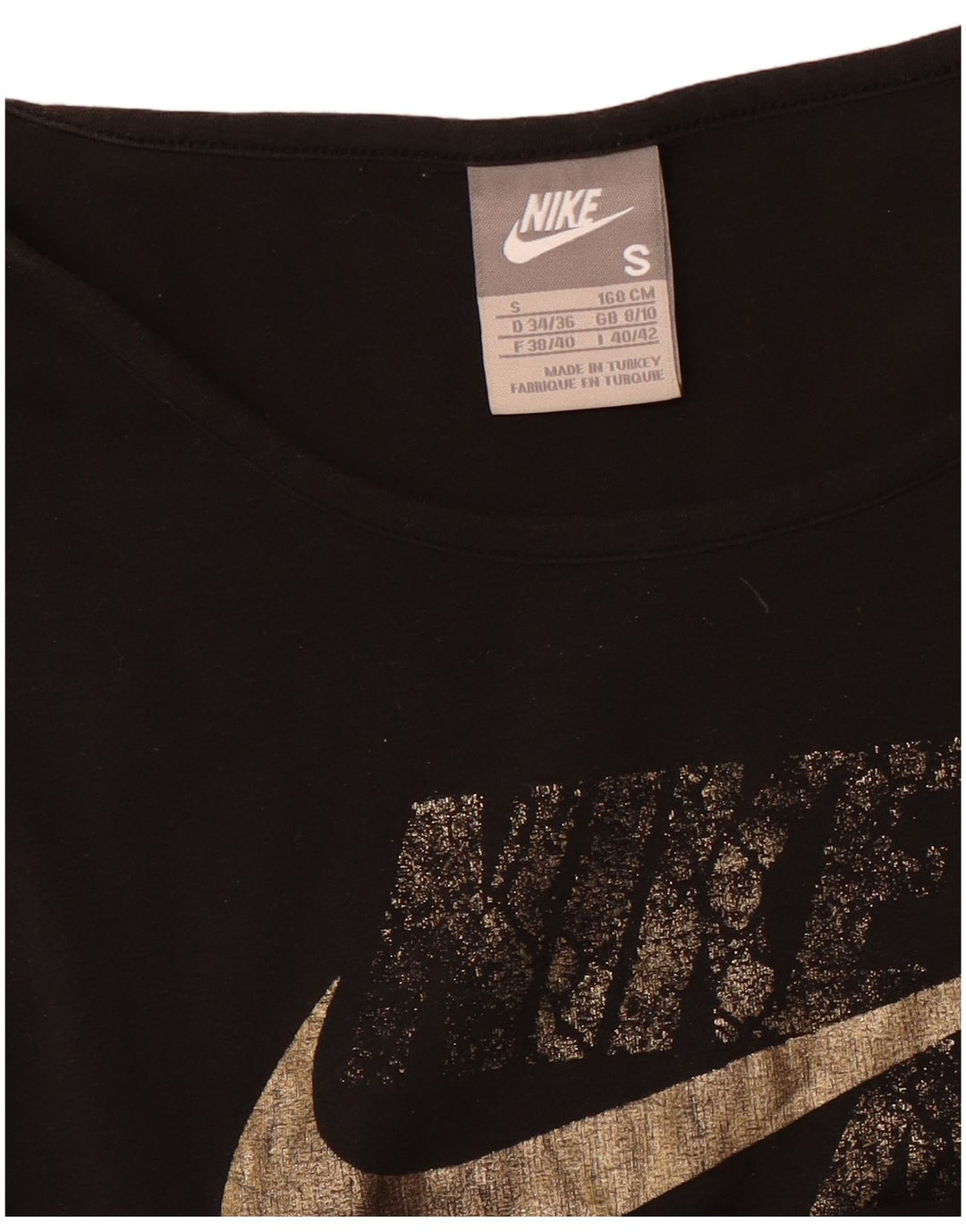 Γυναικείο γραφικό T-shirt NIKE Air Crop Top UK 8/10 Small Black