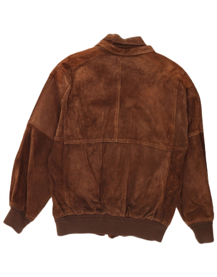 Vintage Ανδρικό Suede Bomber Jacket UK 36 Small Brown Retro
