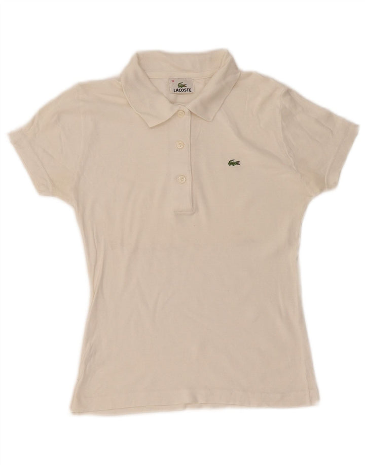 Γυναικείο πουκάμισο Polo Lacoste Νούμερο 38 Βαμβακερό μεσαίο υπόλευκο