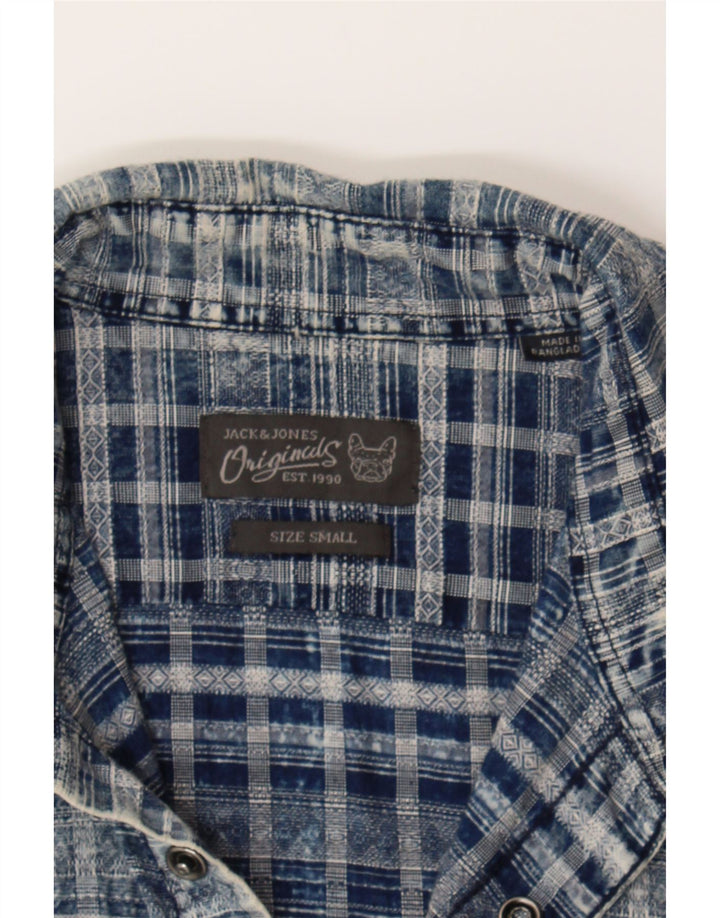 JACK & JONES Mens Shirt Small Blue Check Cotton Vintage Jack & Jones and Second-Hand Jack & Jones from Messina Hembry 
