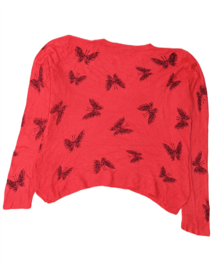 Marks & Spencer Γυναικείο πουλόβερ με λαιμόκοψη UK 12 Medium Pink Butterfly