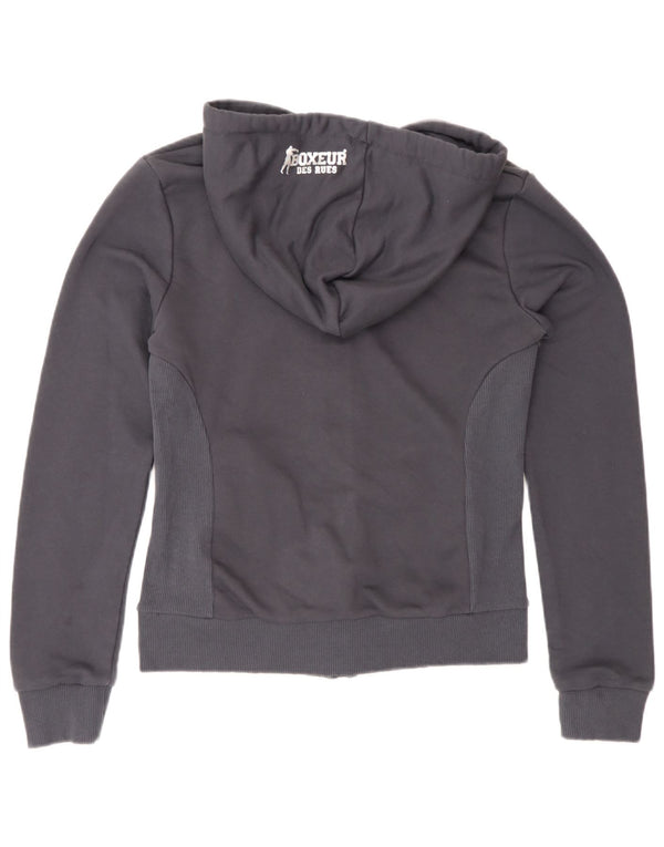 Boxeur Des Rues Womens Graphic Zip Hoodie Sweater UK 14 Large Grey Cotton