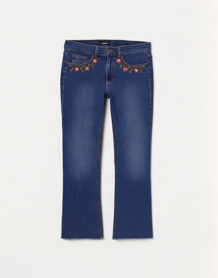 Desigual γυναικείο τζιν μποτάκι EU 38 Medium W28 L27 Μπλε φλοράλ βαμβακερό
