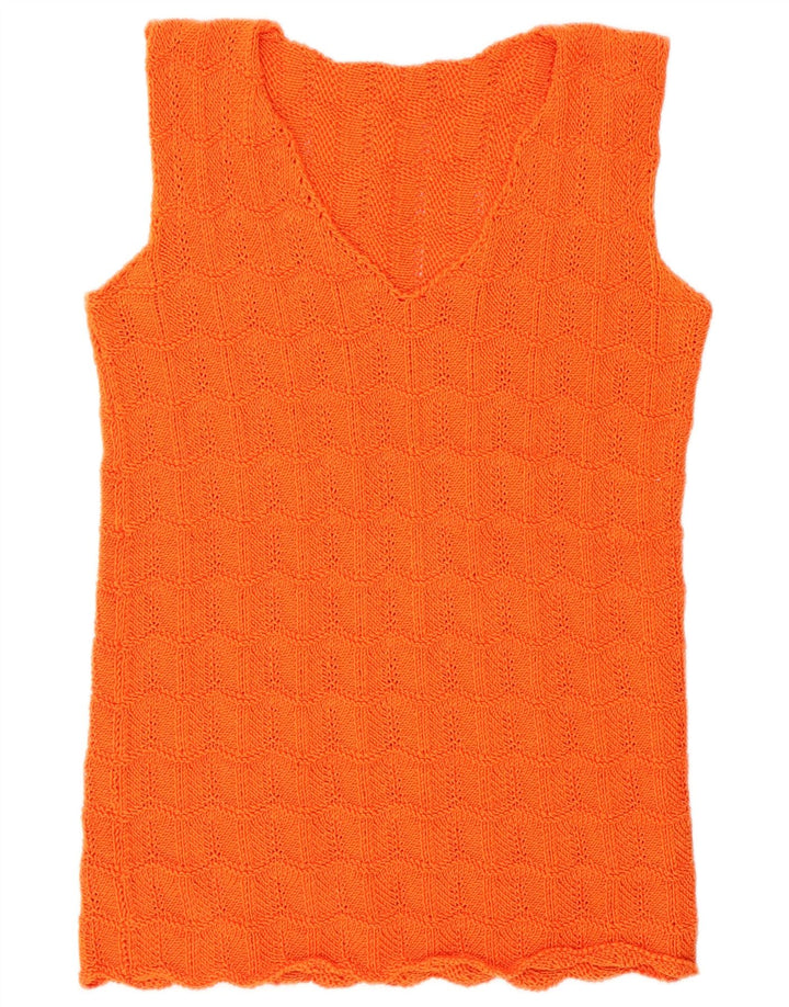 Vintage γυναικείο γιλέκο Tank Top UK 14 Medium Orange