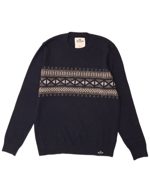 Hollister Ανδρικό πουλόβερ με λαιμόκοψη με λαιμόκοψη μεγάλο Navy Blue Argyle/Diamond