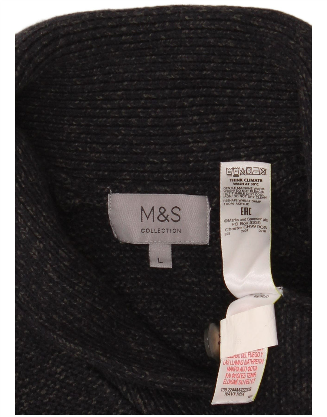 Marks & Spencer Ανδρική ζακέτα πουλόβερ Μεγάλο Navy Blue Ακρυλικό